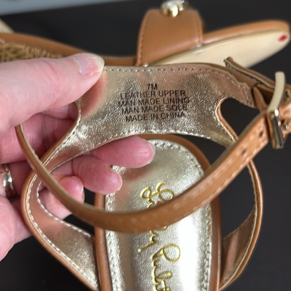 Lilly Pulitzer Natasha Wedge Shoe Leather Auburn Tan Crystal Embellished 7 NEW - Picture 15 of 15